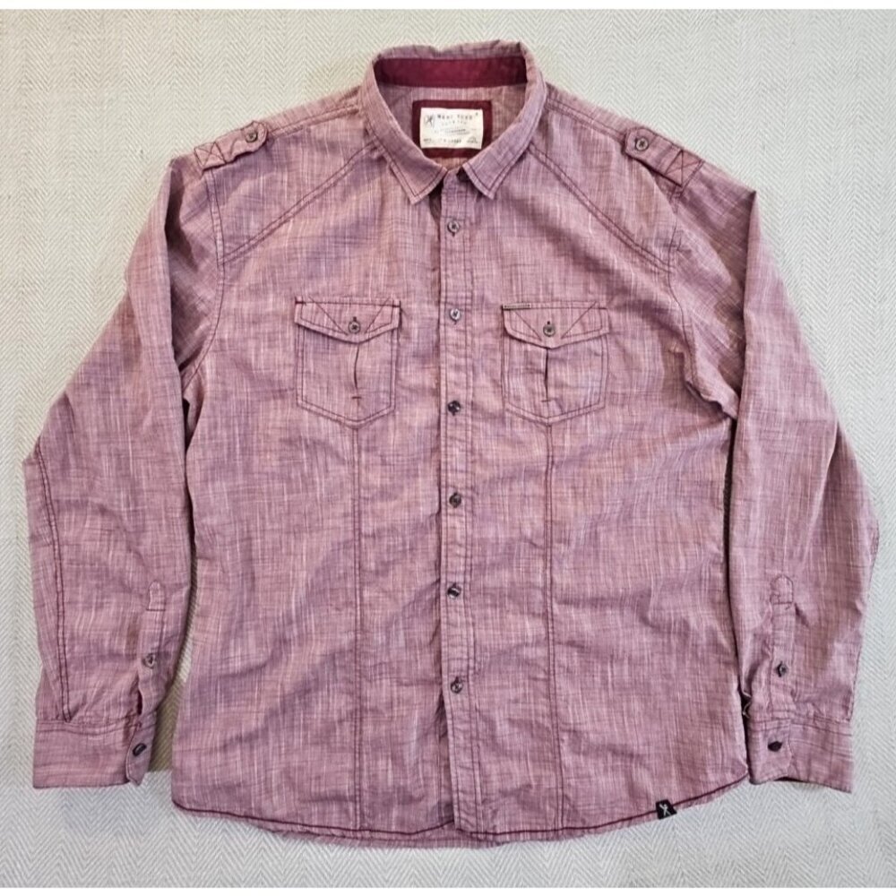 Marc Ecko Cut & Sew Shirt Men's X-Large Purple Chambray Button Pockets Button Up